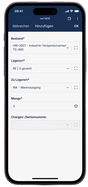 Bestandsinformationen in der nxt MDE Lager-App