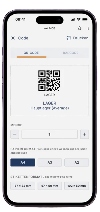 Erfassung per QR-Code-Scan in der nxt MDE Lager-App