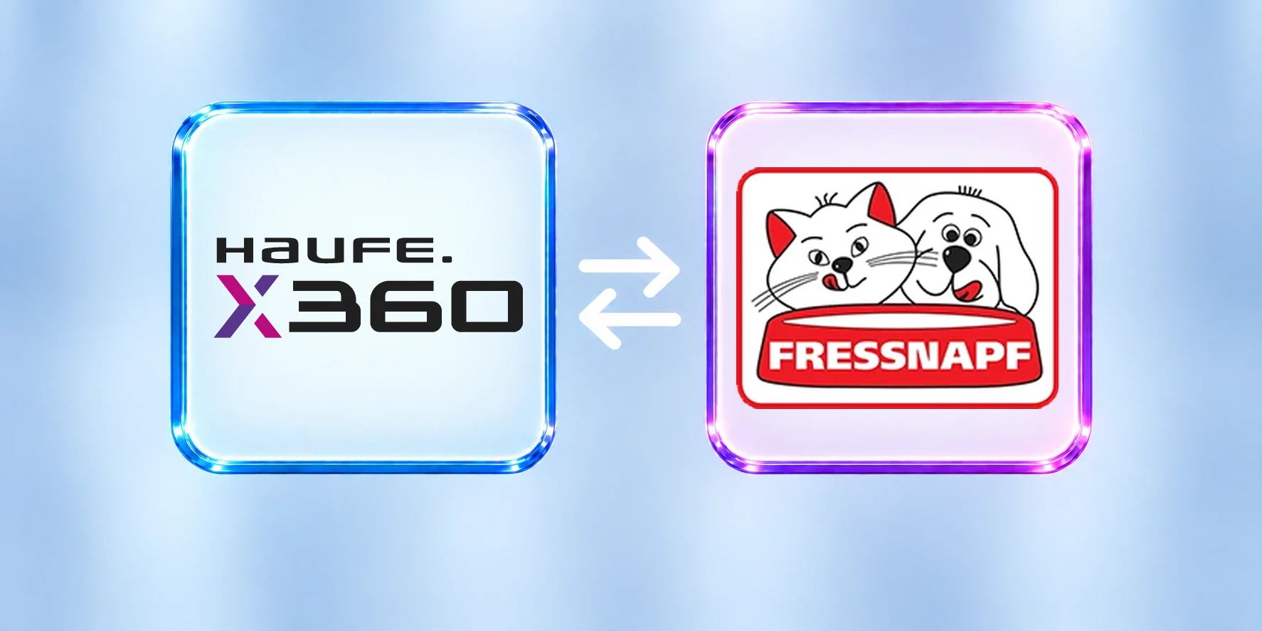 Haufe X360 und Fressnapf Marketplace, verbunden durch eine Schnittstelle