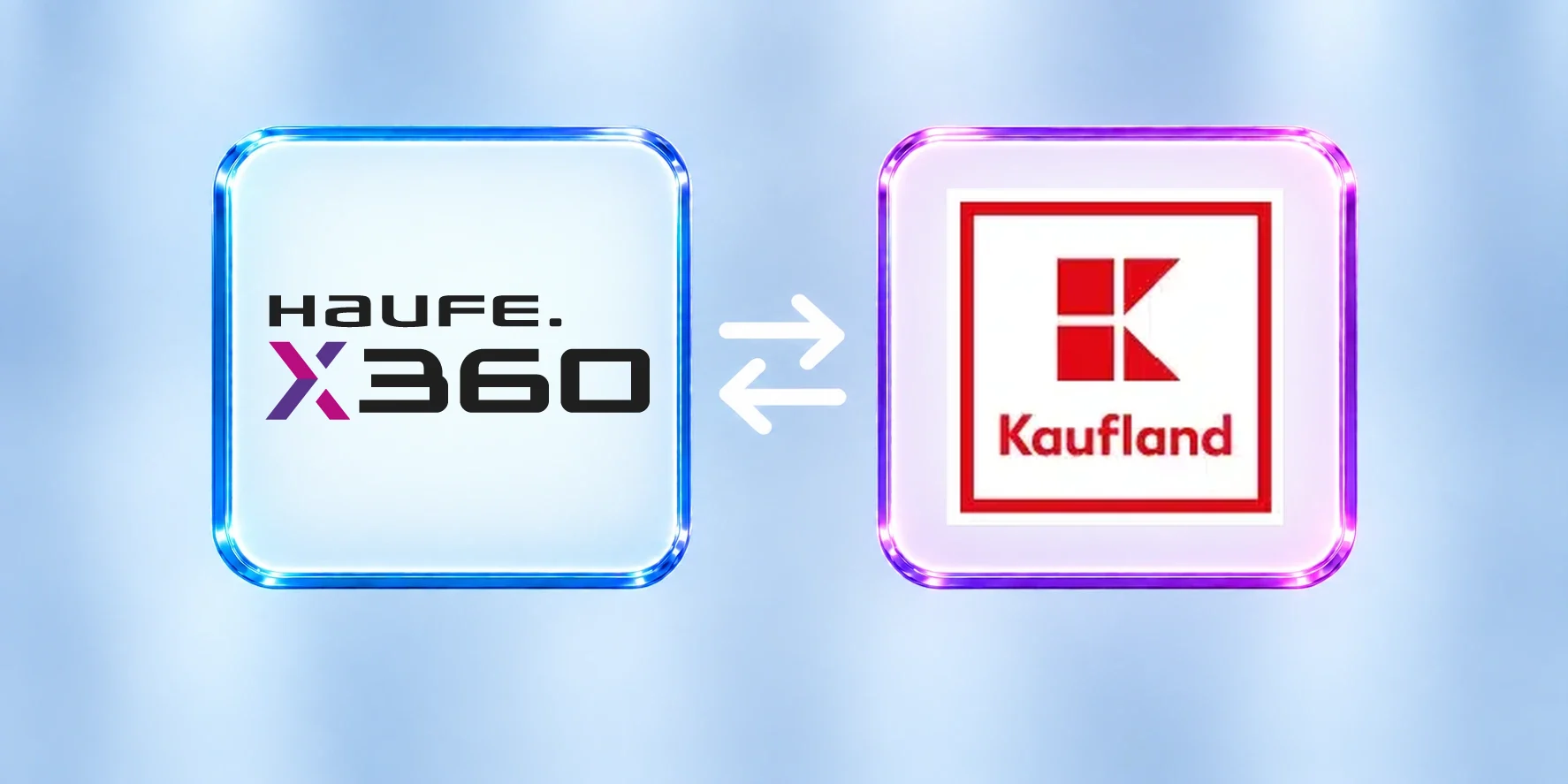 Haufe X360 und Kaufland.de, verbunden durch eine Schnittstelle