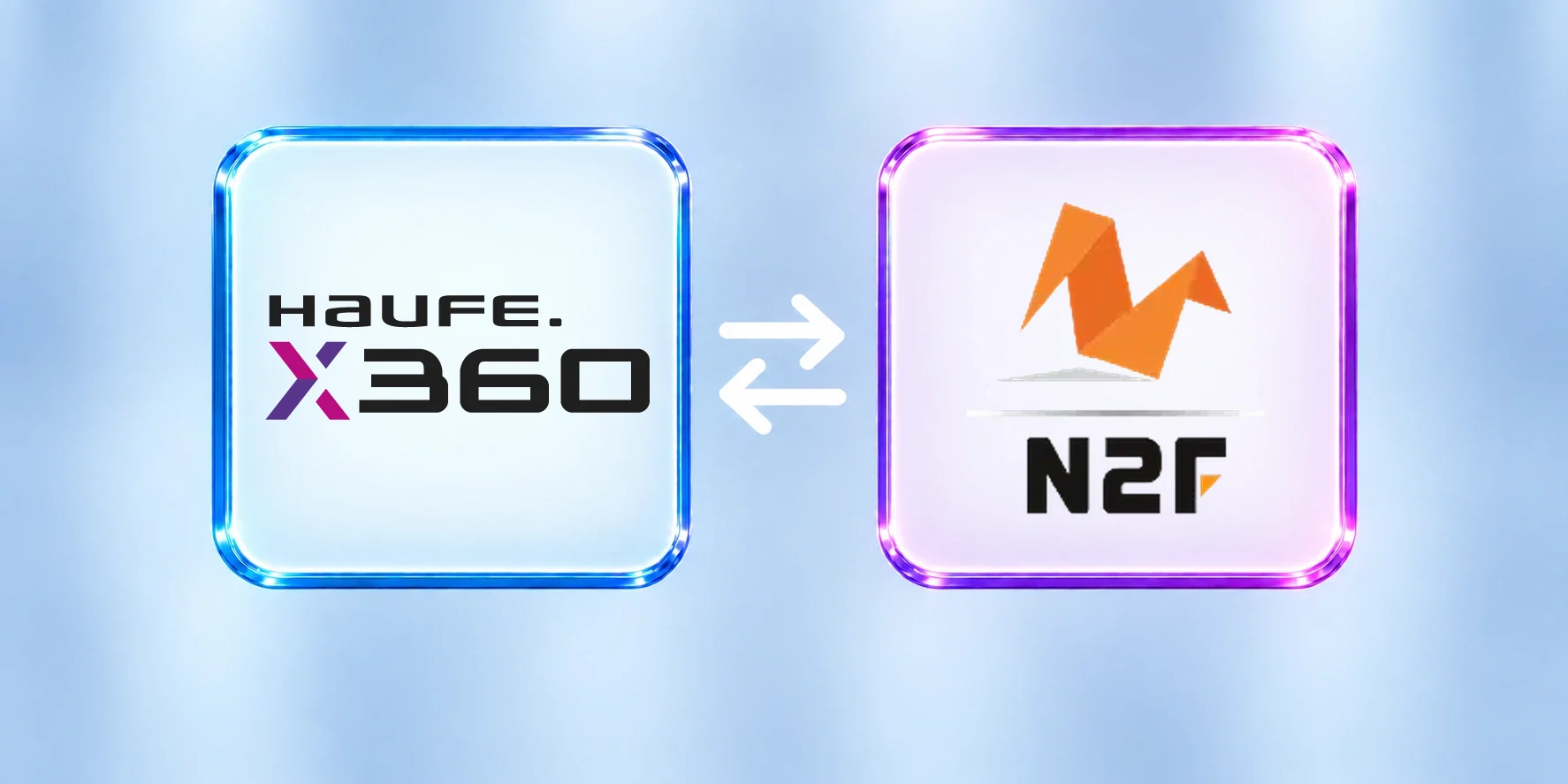 Haufe X360 und N2F, verbunden durch eine Schnittstelle