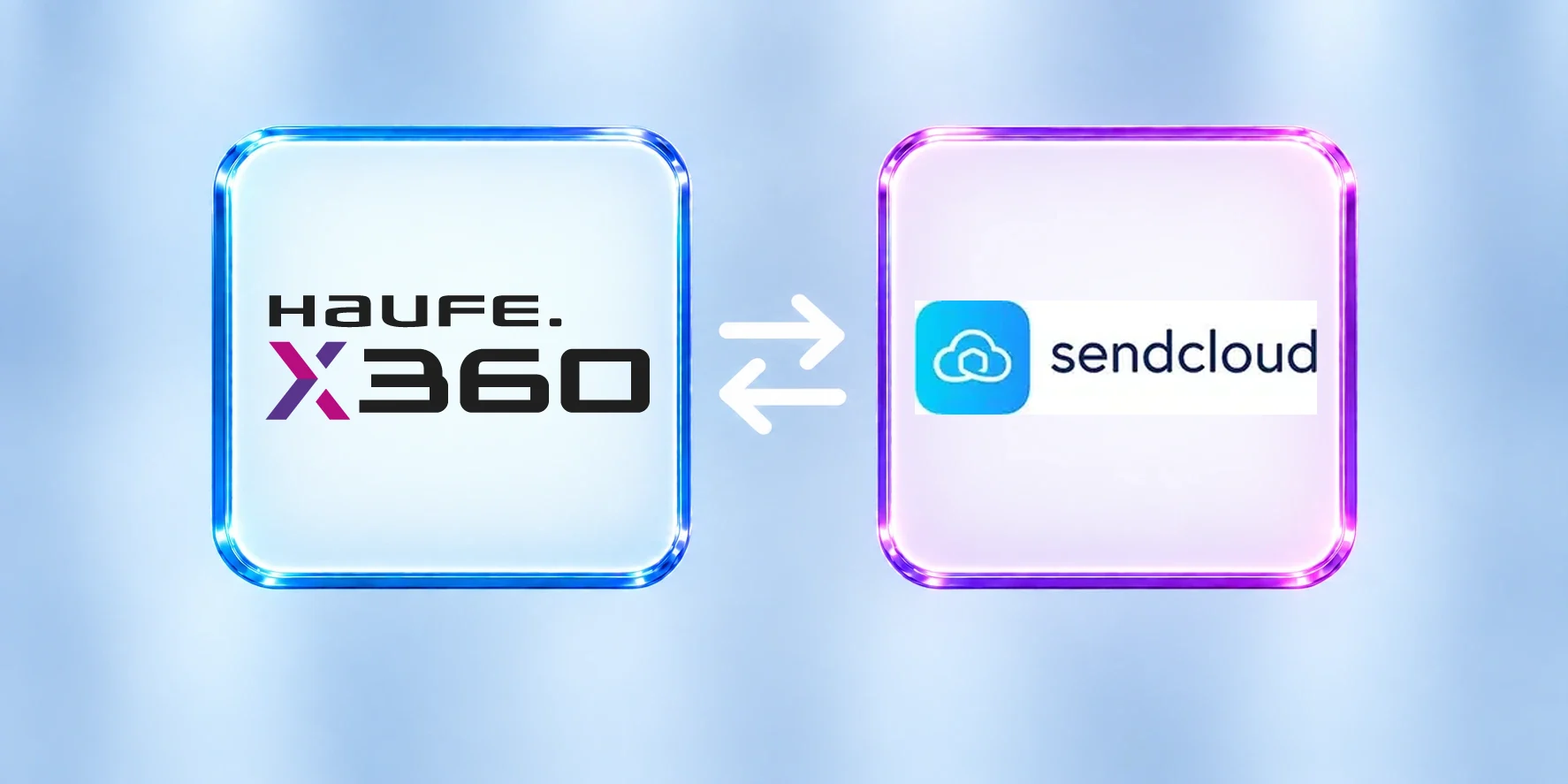 Haufe X360 und Sendcloud, verbunden durch eine Schnittstelle