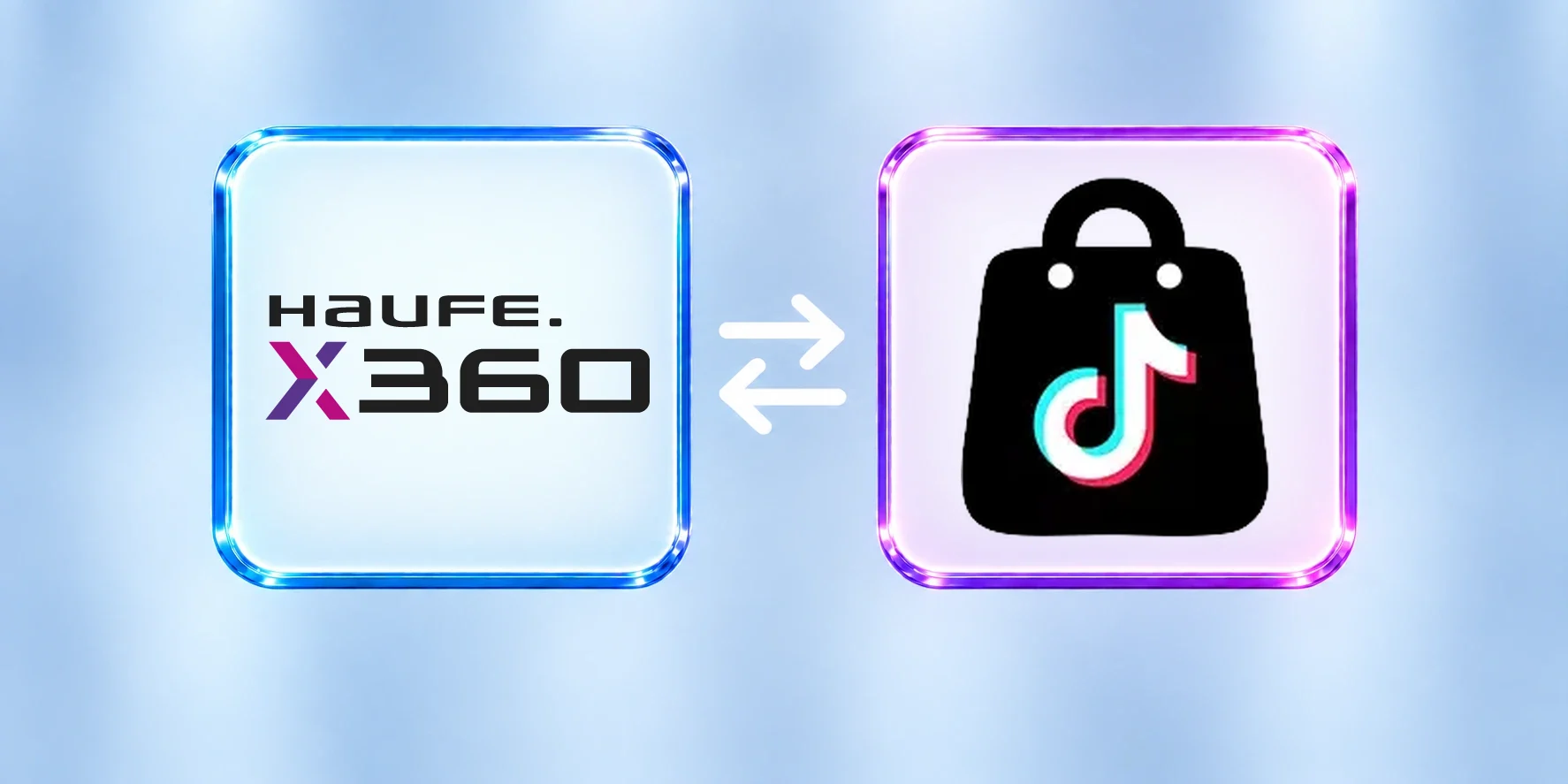 Haufe X360 und TikTok Shop, verbunden durch eine Schnittstelle
