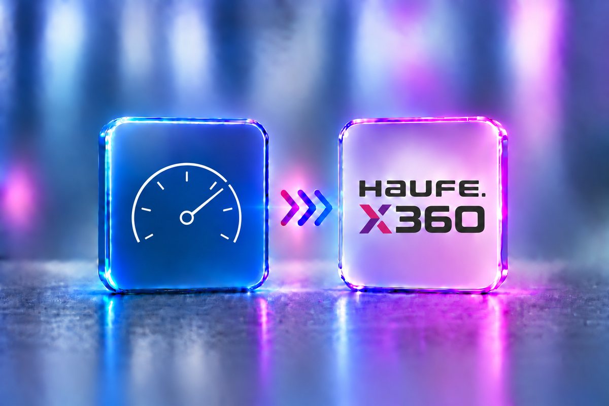 Symbolbild: Tachometer neben Haufe X360 für den Performance Check