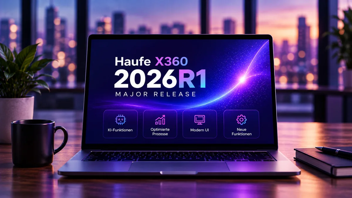 Haufe X360 2026 R1 Major Release auf einem Notebook